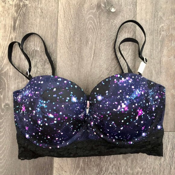 NWT Victoria's Secret VS PINK 34D Galaxy Multi Way Bustier Bra with Lace - Picture 1 of 12